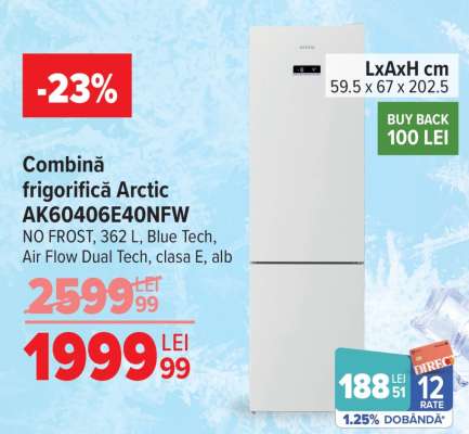 Combină frigorifică Arctic AK60406E40NFW