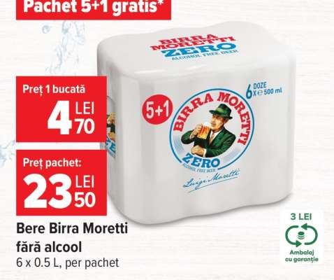 Bere Birra Moretti fără alcool