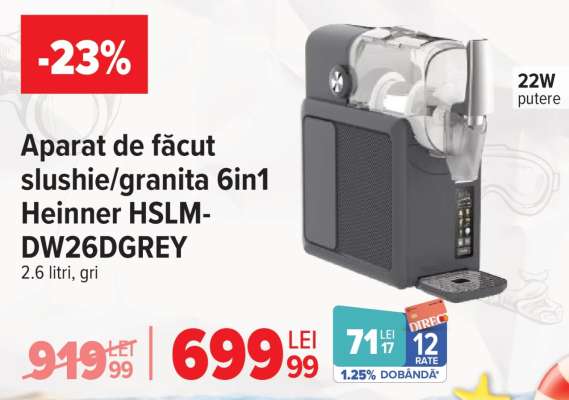 Aparat de făcut slushie/granita 6in1 Heinner HSLM-DW26DGREY