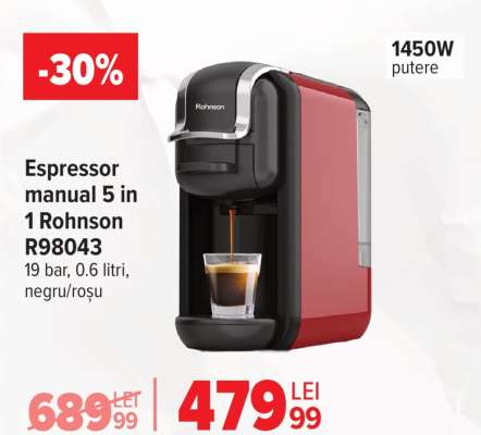 Espressor manual 5 in 1 Rohnson R98043