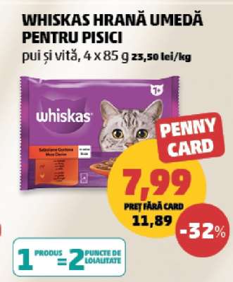 WHISKAS HRANĂ UMEDĂ PENTRU PISICI