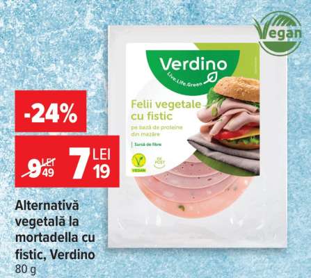 Alternativă vegetală la mortadella cu fistic, Verdino