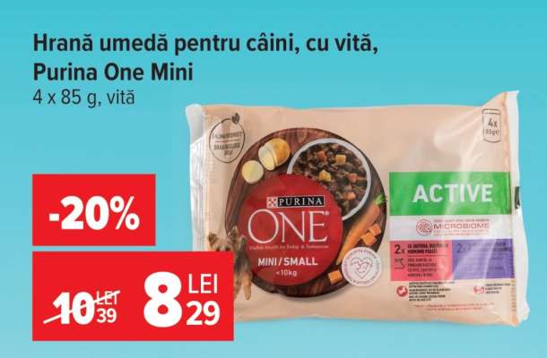 Hrană umedă pentru câini cu vită, Purina One Mini