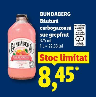 BUNDABERG Băutură carbogazoasă suc grepfrut