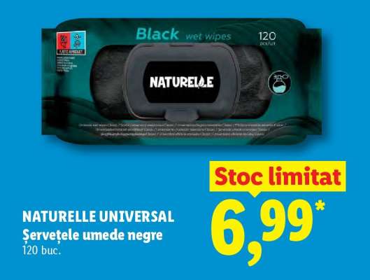 NATURELLE UNIVERSAL Șervețele umede negre
