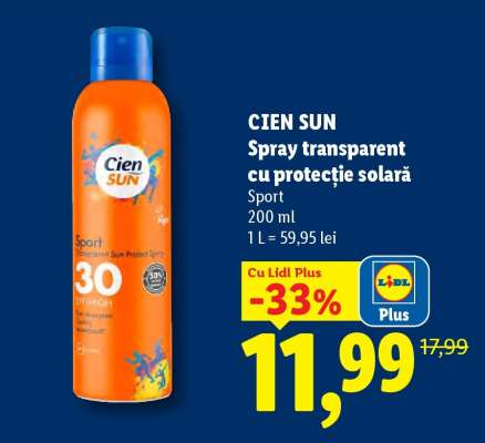 CIEN SUN Spray transparent cu protecție solară