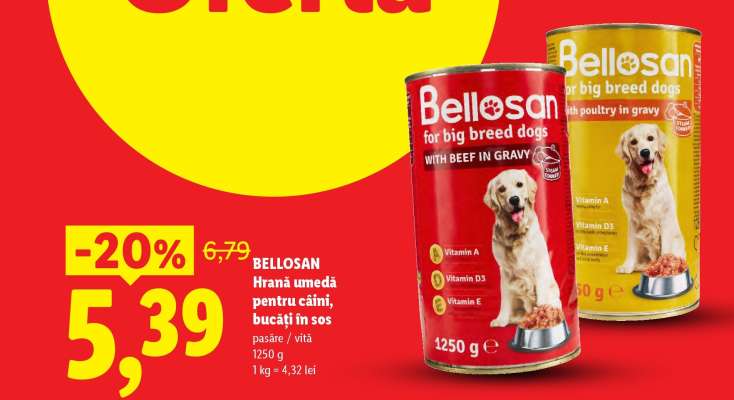 BELLOSAN Hrană umedă pentru câini, bucăți în sos