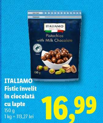ITALIAMO Fistic învelit în ciocolată cu lapte