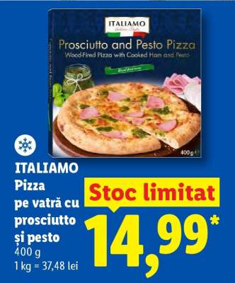 ITALIAMO Pizza pe vatră cu prosciutto și pesto