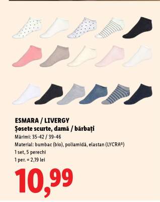 ESMARA / LIVERGY Șosete scurte, damă / bărbați