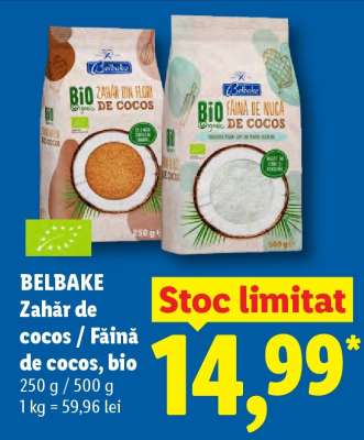 BELBAKE Zahăr de cocos / Făină de cocos, bio