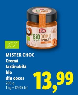 Mister Choc Cremă tartinabilă bio, din cocos