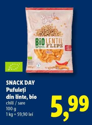 Snack Day Pufuleți din linte, bio