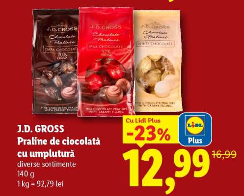 J.D. Gross Praline de ciocolată cu umplutură