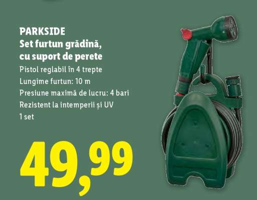 PARKSIDE Set furtun grădină, cu suport de perete