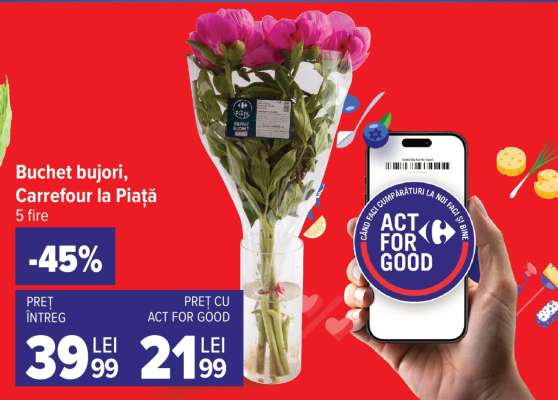 Buchet bujori, Carrefour la Piață