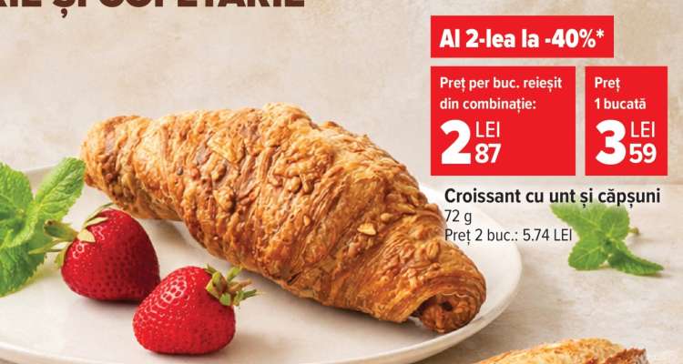 Croissant cu unt și căpșuni