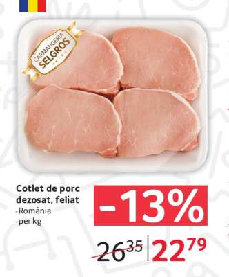 Cotlet de porc dezosat, feliat