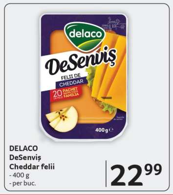 DELACO DeSenviș Cheddar felii