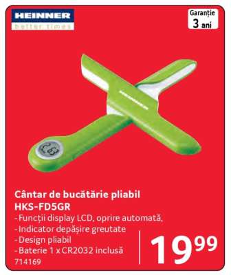 Cântar de bucătărie pliabil HKS-FD5GR