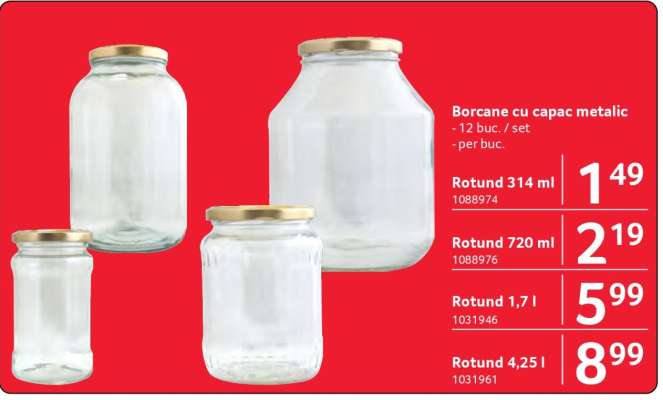 Borcan cu capac metalic Rotund 314 ml