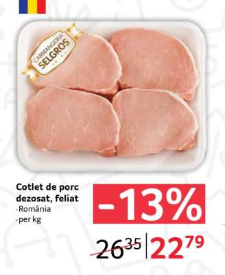 Cotlet de porc dezosat, feliat