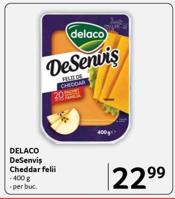DELACO DeSenviș Cheddar felii