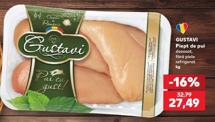 GUSTAVI Piept de pui dezosat, fără piele refrigerat kg