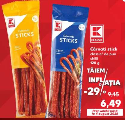 Cârnați stick classic/ de pui/ chilli