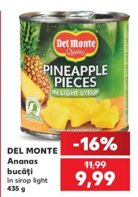 DEL MONTE Ananas bucăți în sirop light 435 g