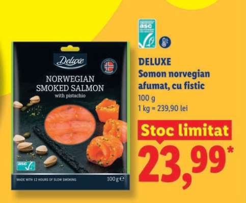 DELUXE Somon norvegian afumat, cu fistic