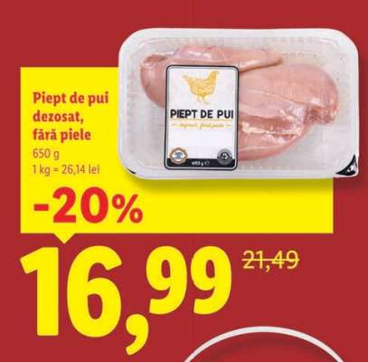 Piept de pui dezosat, fără piele