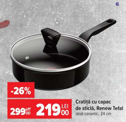 Cratiță cu capac de sticlă, Renew Tefal