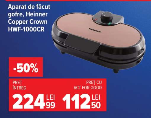 Aparat de făcut gofre Heinner Copper Crown HWF-1000CR