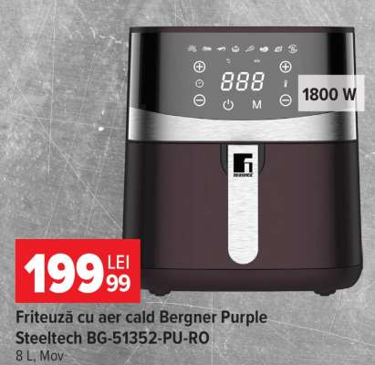 Friteuză cu aer cald Bergner Purple Steeltech BG-51352-PU-RO