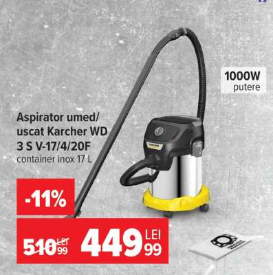 Aspirator umed/uscat Karcher WD 3 S V-17/4/20F