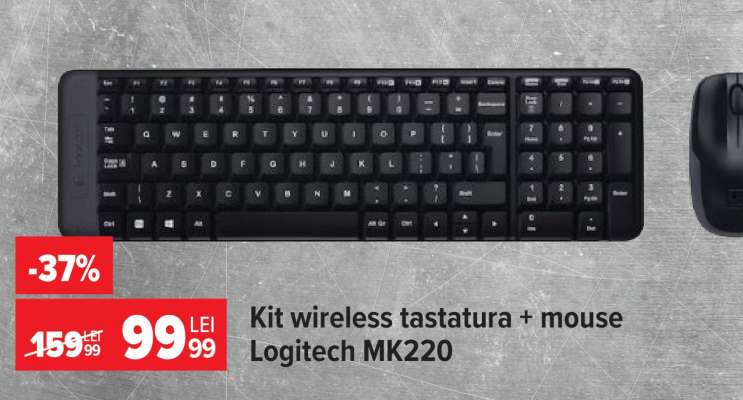 Kit wireless tastatura + mouse Logitech MK220