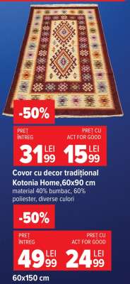 Covor cu decor tradițional Kotonia Home 60x90 cm
