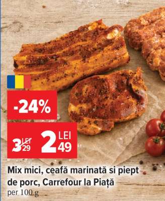 Mix mici, ceafă marinată și piept de porc, Carrefour la Piață