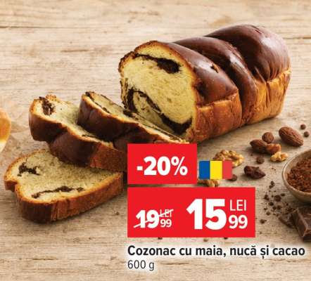 Cozonac cu maia, nucă și cacao
