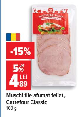 Mușchi file afumat feliat, Carrefour Classic