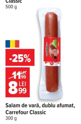 Salam de vară dublu afumat Carrefour Classic