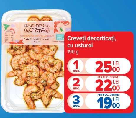 Creveți decorticați cu usturoi