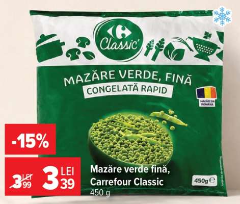 Mazăre verde fină Carrefour Classic