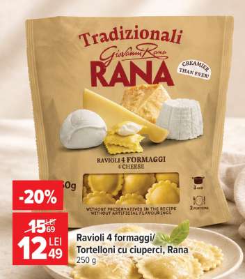 Ravioli 4 formaggi/Tortelloni cu ciuperci, Rana