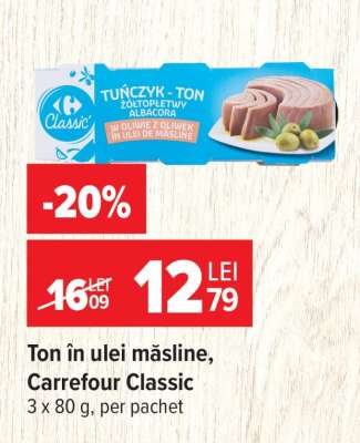Ton în ulei măsline Carrefour Classic