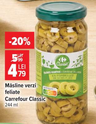 Măsline verzi feliate Carrefour Classic