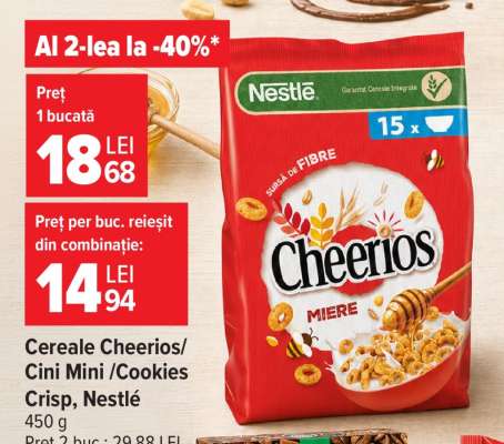 Cereale Cheerios/Cini Mini/Cookies Crisp, Nestlé