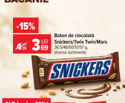 Baton de ciocolată Snickers/Twix Twin/Mars