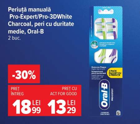 Periuță manuală Pro-Expert/Pro-3DWhite Charcoal, peri cu duritate medie, Oral-B
